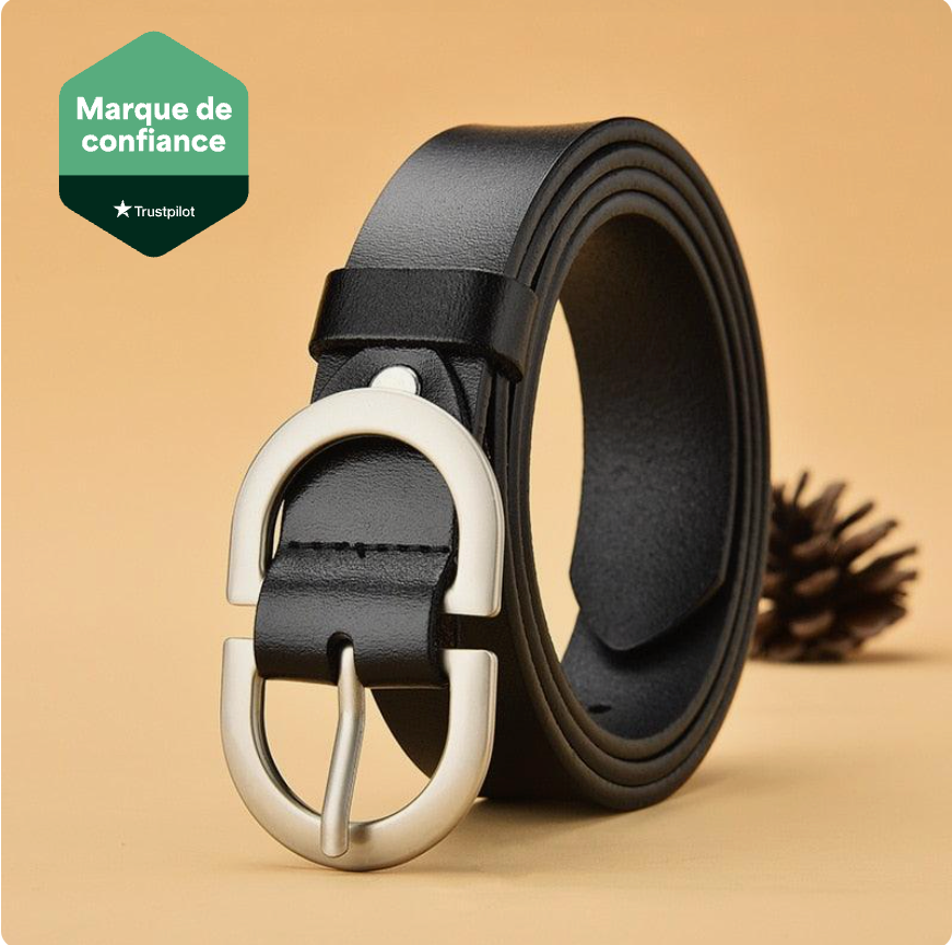 Ceinture femme en cuir à boucle élégante.