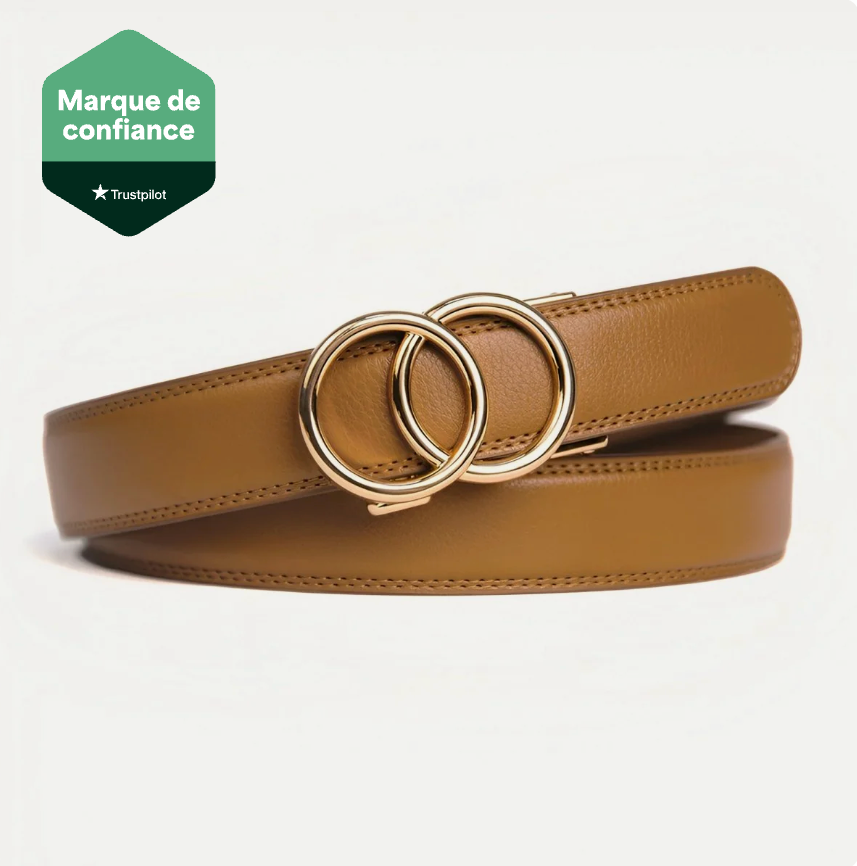 Ceinture Cuir Refendu À Double Anneau