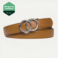 Ceinture Cuir Refendu À Double Anneau