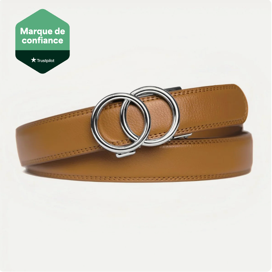 Ceinture Cuir Refendu À Double Anneau