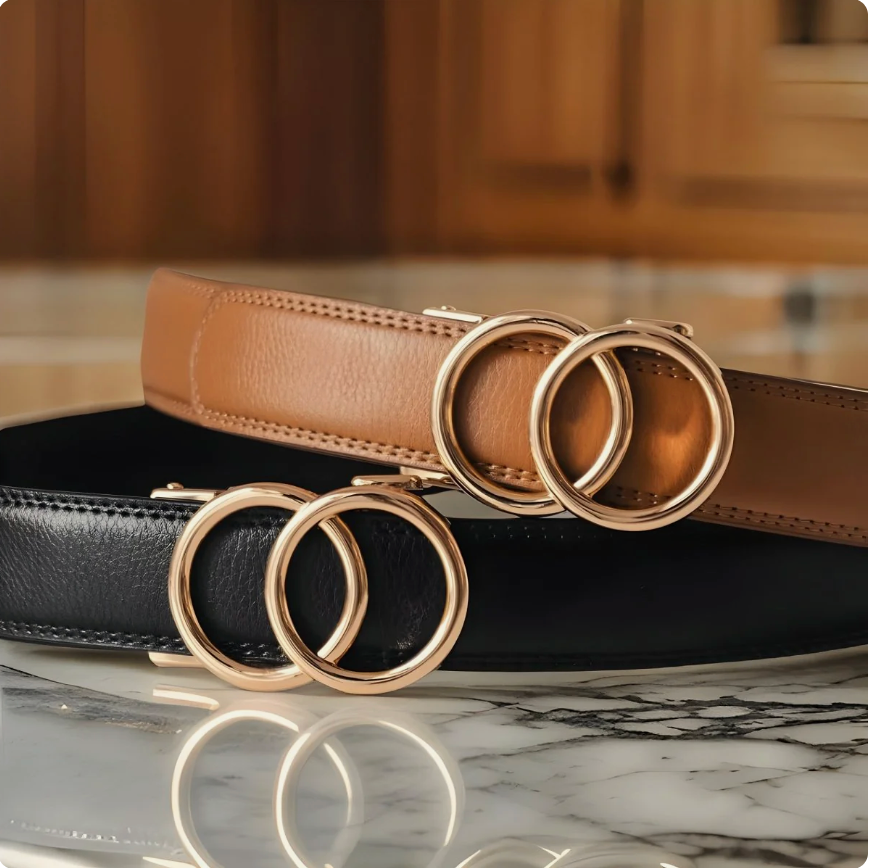 Ceinture Cuir Refendu À Double Anneau