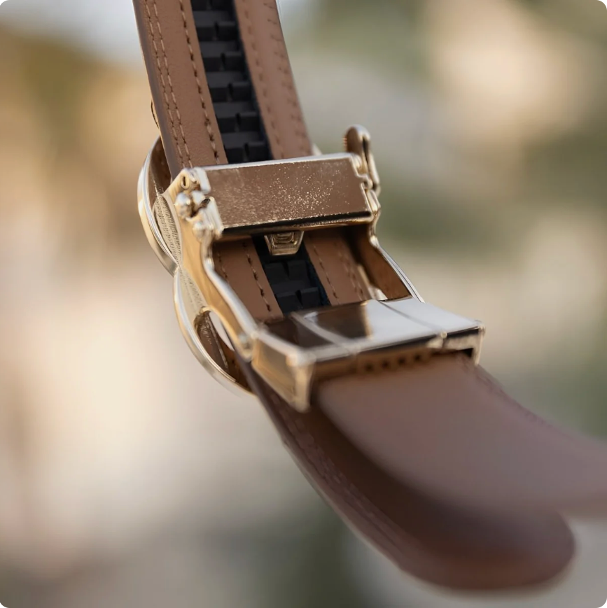 Ceinture Cuir Refendu À Double Anneau