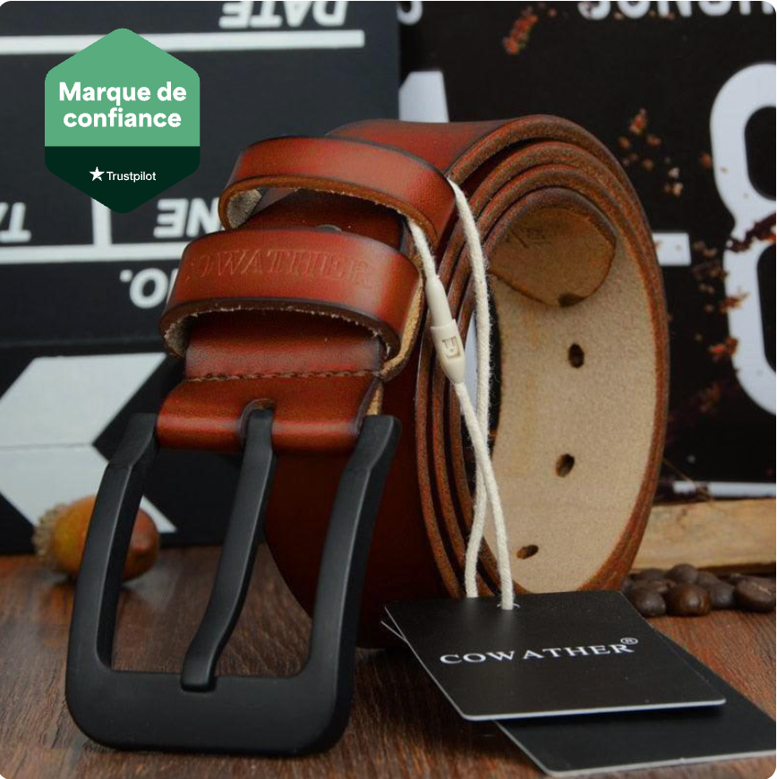 Ceinture À Boucle Ardillon Noir En Cuir Véritable