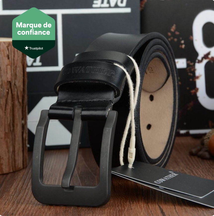 Ceinture À Boucle Ardillon Noir En Cuir Véritable