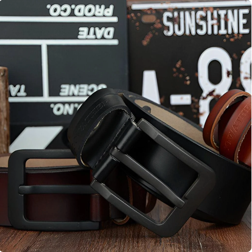 Ceinture À Boucle Ardillon Noir En Cuir Véritable