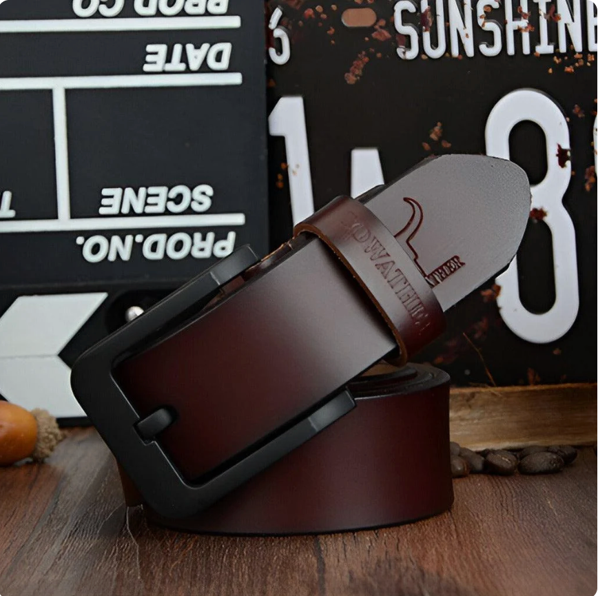 Ceinture À Boucle Ardillon Noir En Cuir Véritable