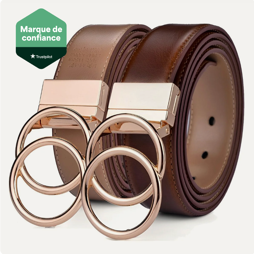 Ceinture Pour Femme Réversible Double Anneau En O