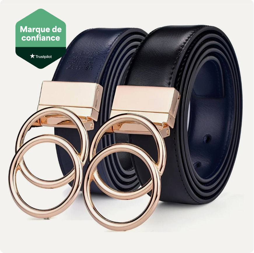 Ceinture Pour Femme Réversible Double Anneau En O