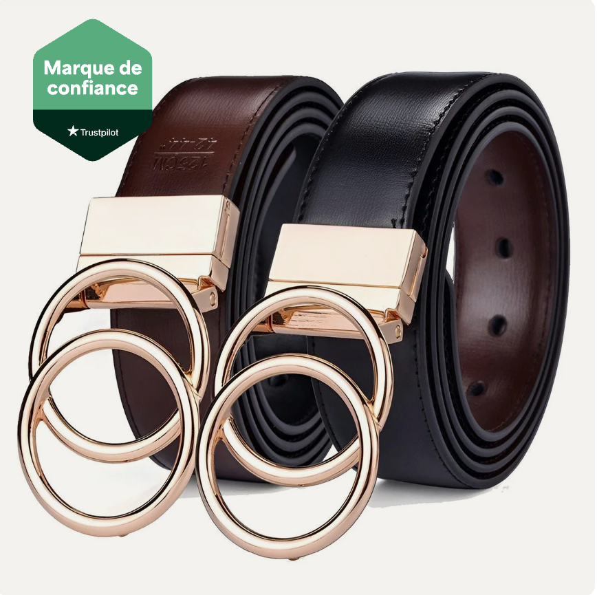 Ceinture Pour Femme Réversible Double Anneau En O