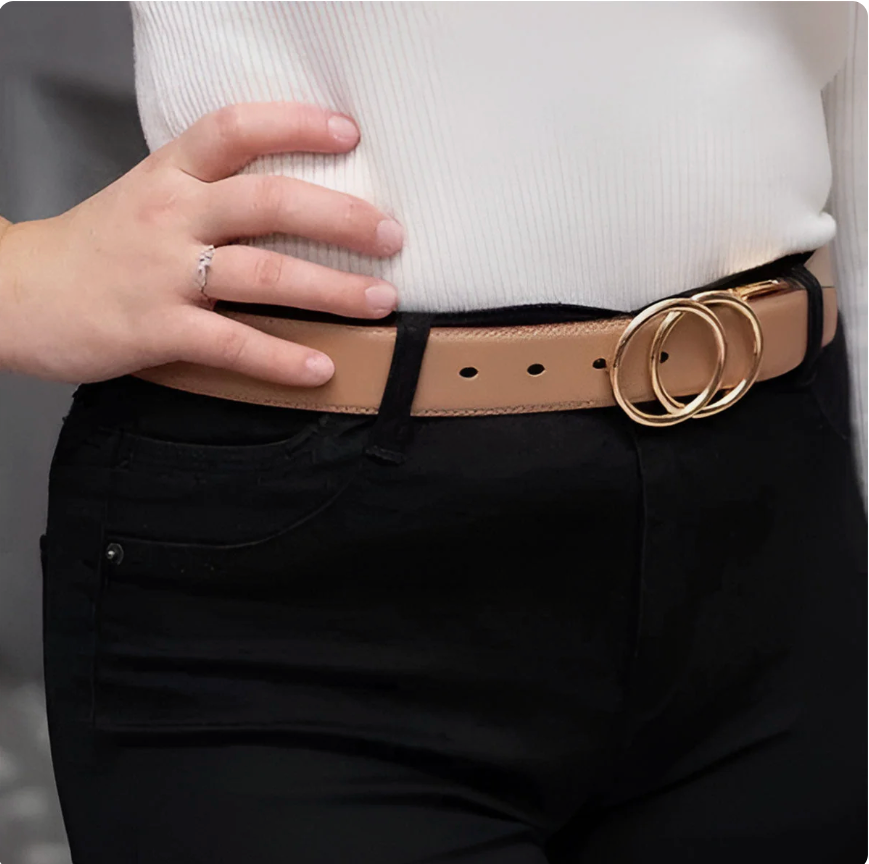 Ceinture Pour Femme Réversible Double Anneau En O