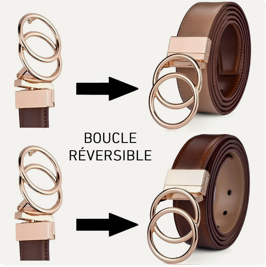 Ceinture Pour Femme Réversible Double Anneau En O