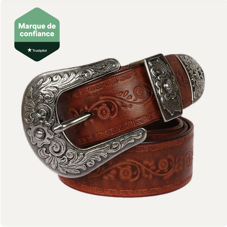 Ceinture Acier En Cuir De Vachette Style Western