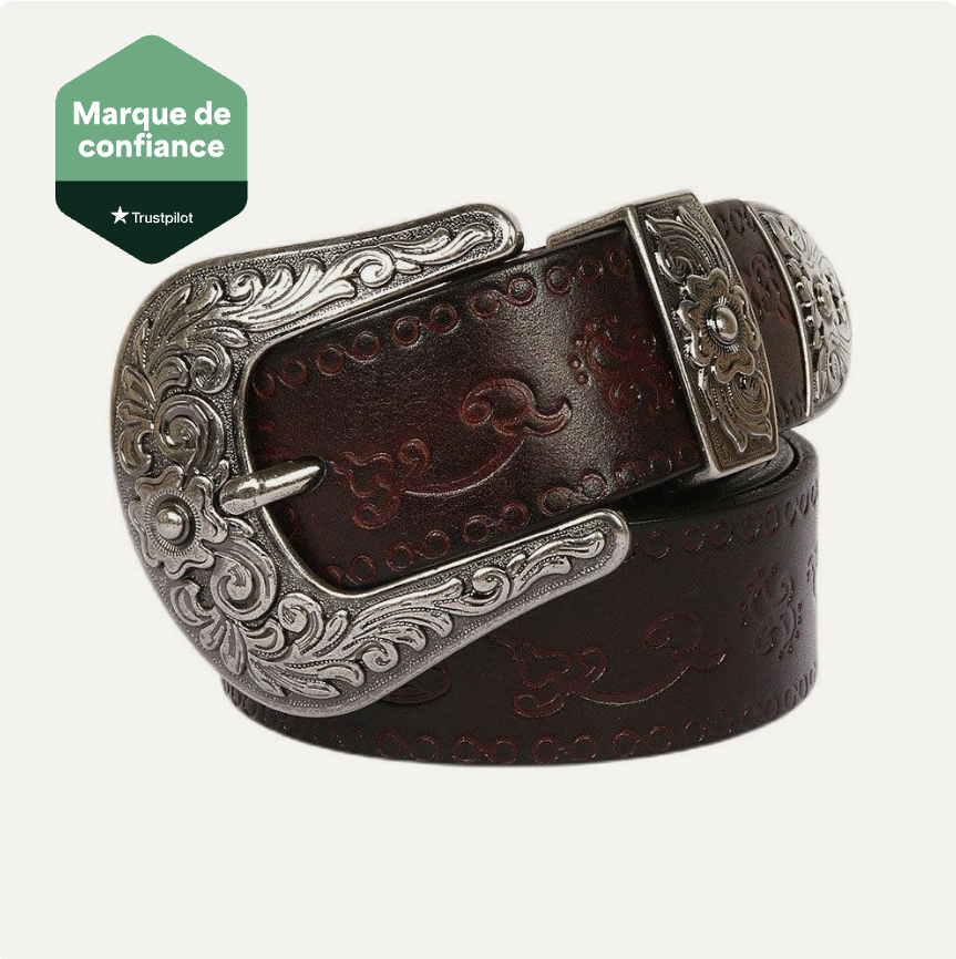 Ceinture Acier En Cuir De Vachette Style Western