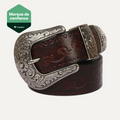Ceinture Acier En Cuir De Vachette Style Western
