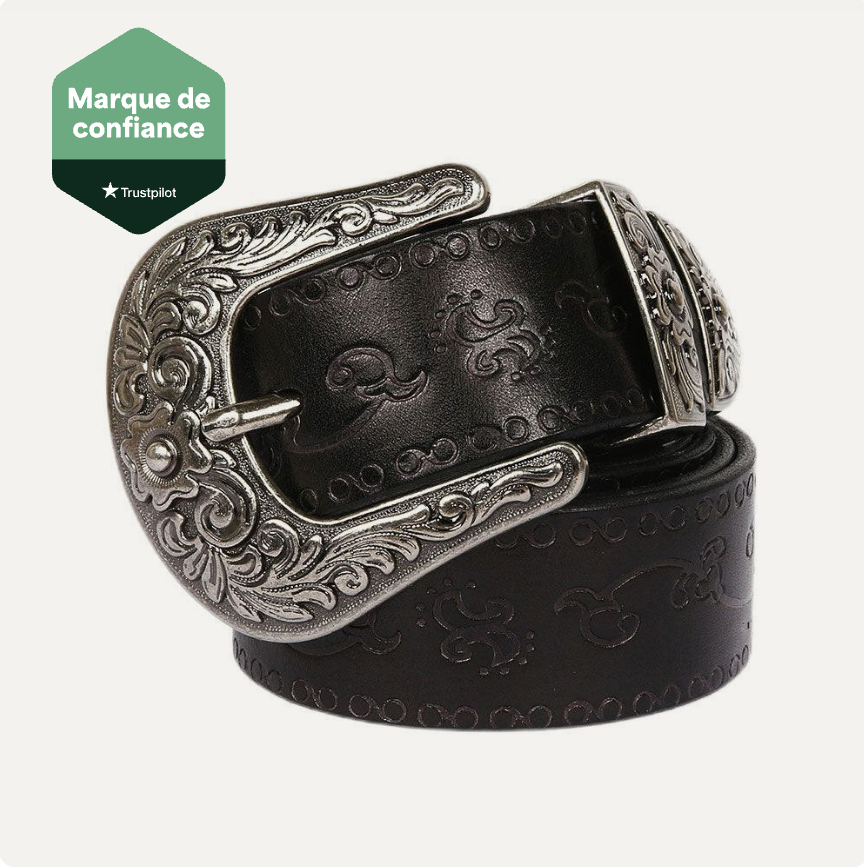 Ceinture Acier En Cuir De Vachette Style Western