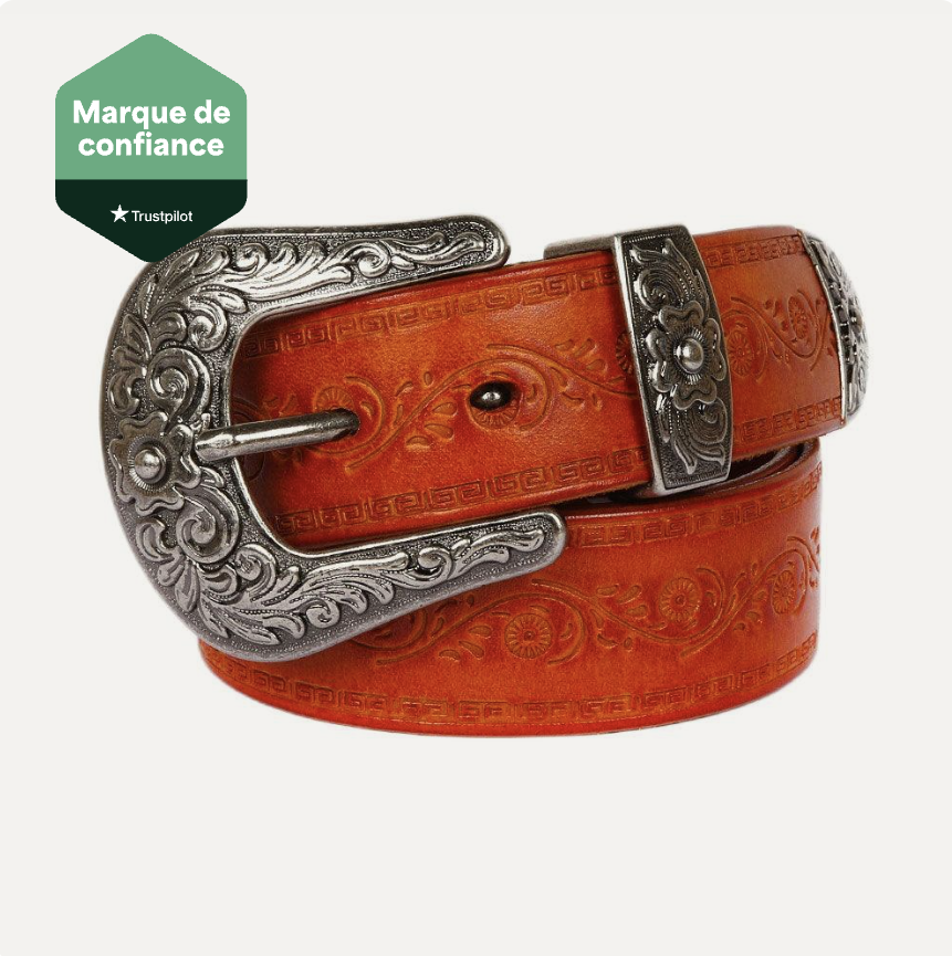 Ceinture Acier En Cuir De Vachette Style Western