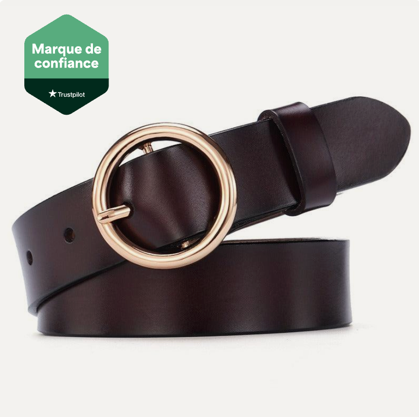 Ceinture Toutes Saisons En Cuir De Vachette À Boucle Ronde