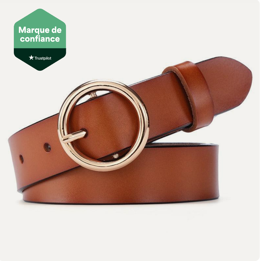Ceinture Toutes Saisons En Cuir De Vachette À Boucle Ronde