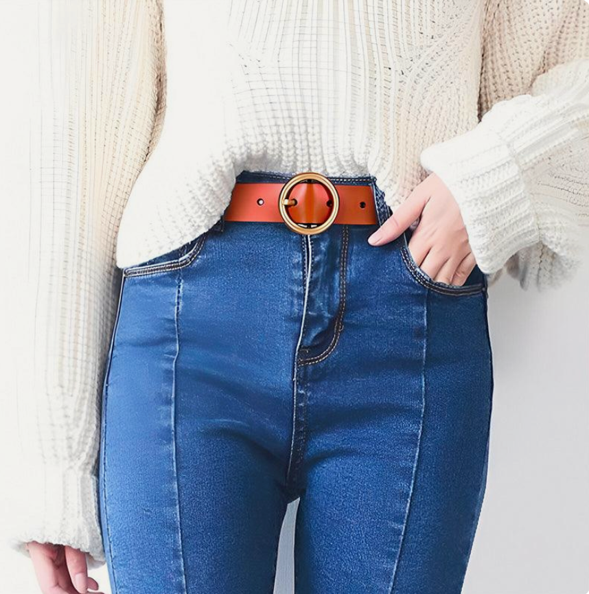 Ceinture Toutes Saisons En Cuir De Vachette À Boucle Ronde