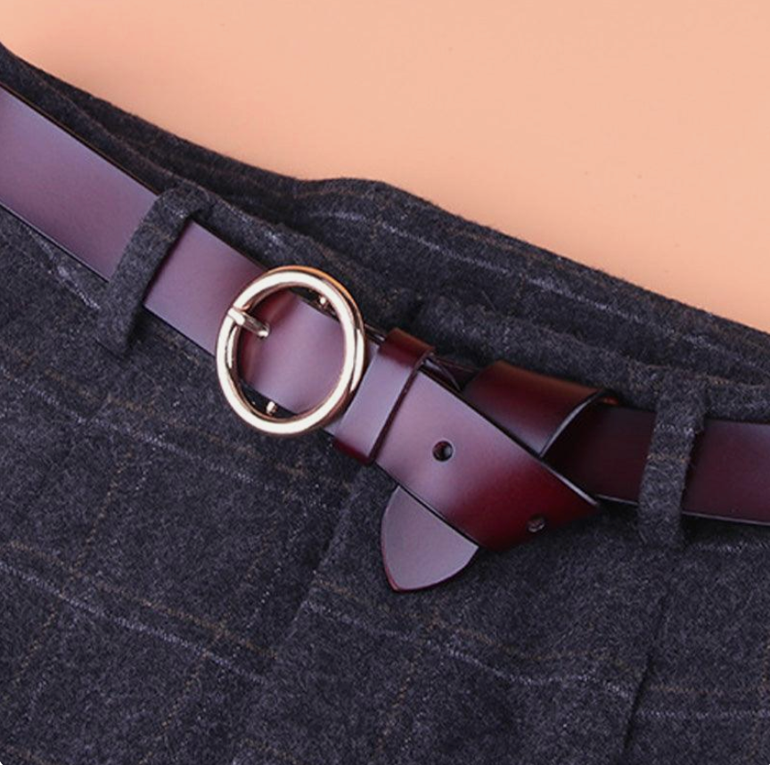 Ceinture Toutes Saisons En Cuir De Vachette À Boucle Ronde