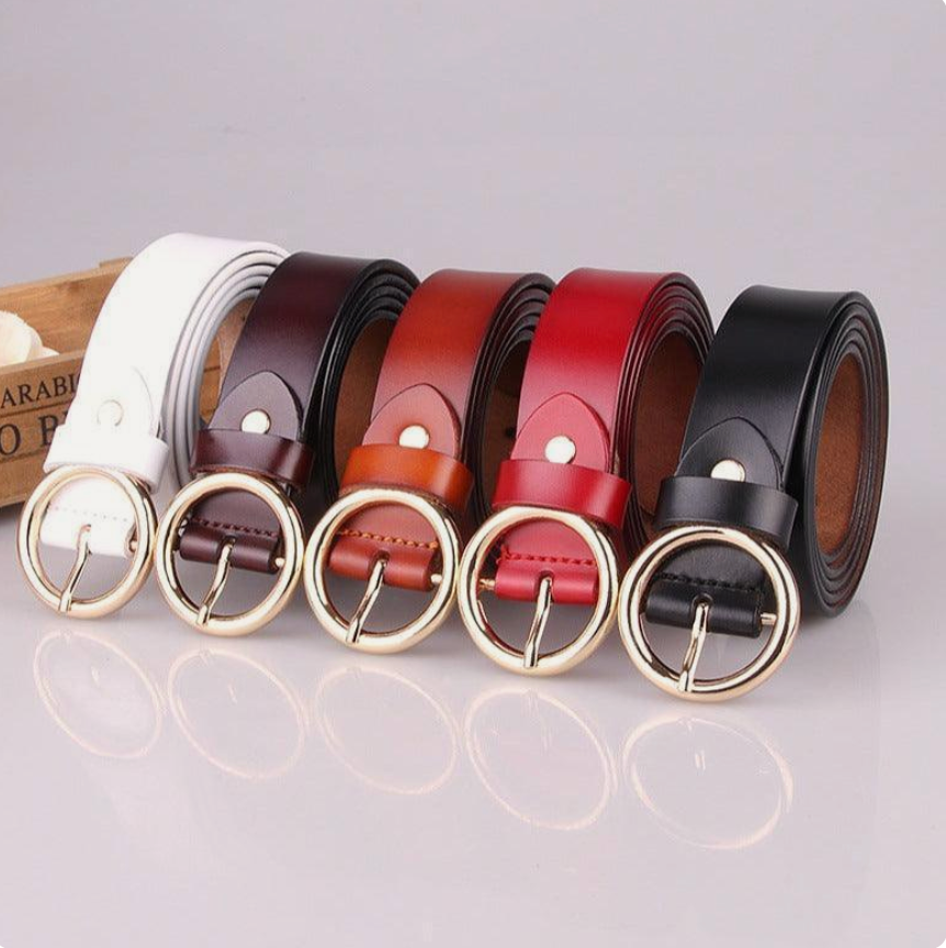Ceinture Toutes Saisons En Cuir De Vachette À Boucle Ronde