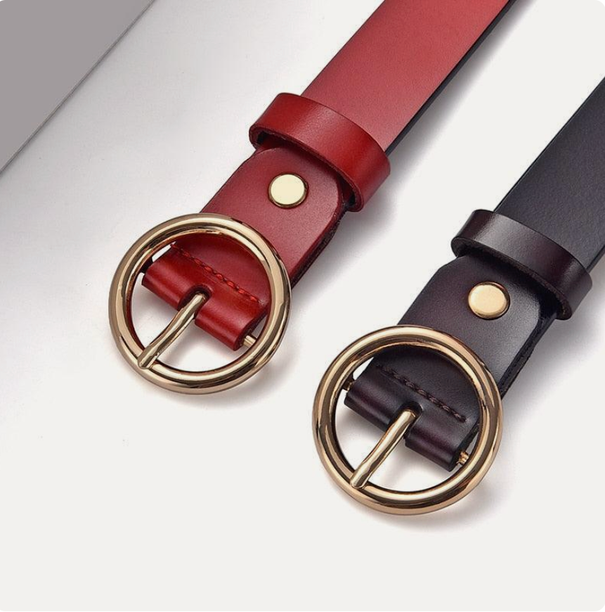 Ceinture Toutes Saisons En Cuir De Vachette À Boucle Ronde