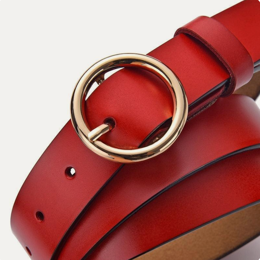 Ceinture Toutes Saisons En Cuir De Vachette À Boucle Ronde