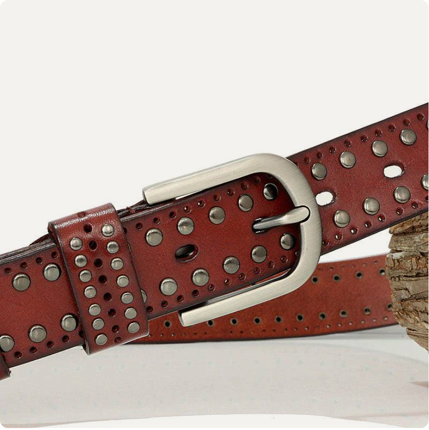 Ceinture Cloutée En Cuir De Vachette À Rivets