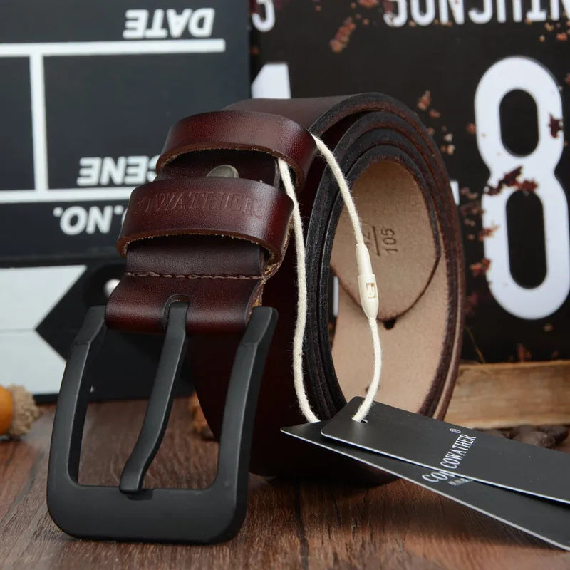 Ceinture À Boucle Ardillon Noir En Cuir Véritable