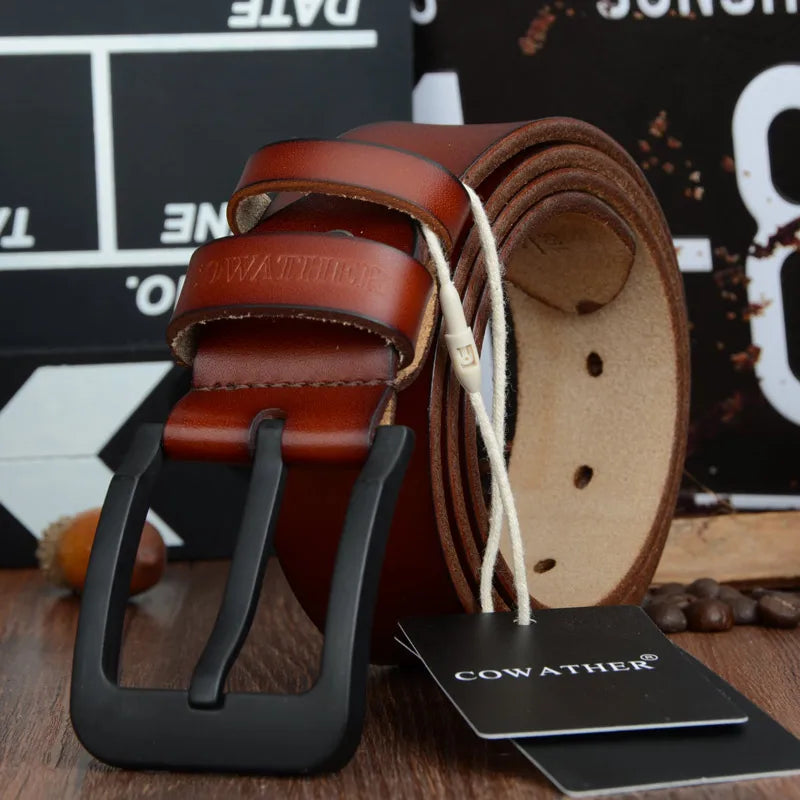 Ceinture À Boucle Ardillon Noir En Cuir Véritable
