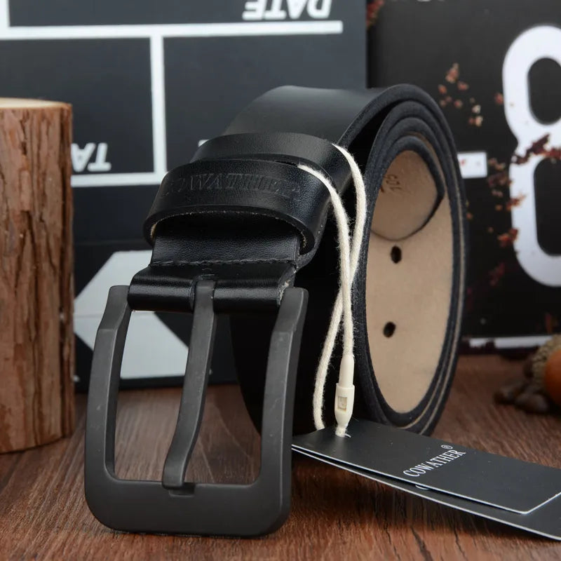 Ceinture À Boucle Ardillon Noir En Cuir Véritable