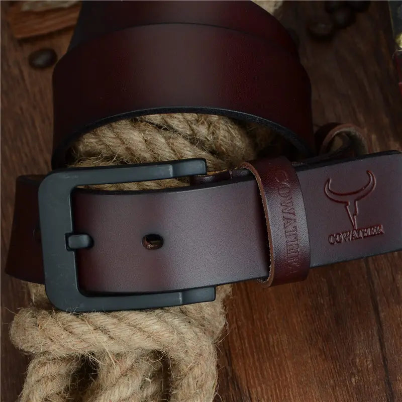 Ceinture À Boucle Ardillon Noir En Cuir Véritable