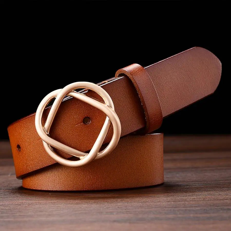 Ceinture Cuir Femme Boucle Dorée Elégante