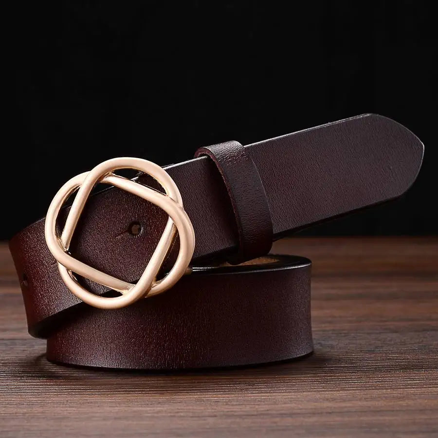 Ceinture Cuir Femme Boucle Dorée Elégante